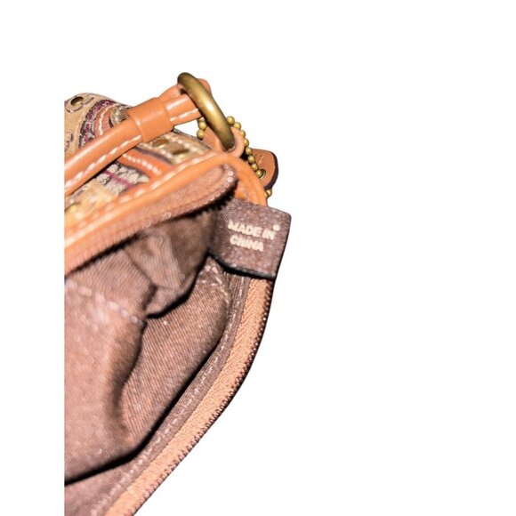 Coach Vtg Signature Jacquard & Tooled w Leather Trim & Stud Wristlet - 7" X 4.5" - Picture 7 of 7